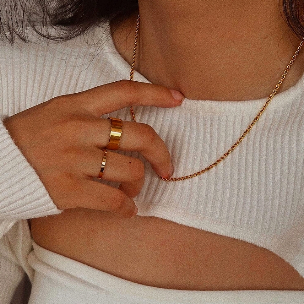 Luxurious 18k Gold Braided Thread Rope Chain Necklace / Choker